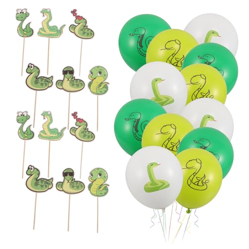 ERINGOGO 1 Set Schlangenballon Dekoration Tierparty Kuchenaufsätze Tierparty Cupcake Aufsätze Luftballons Für Tierpartys Schlangenparty Dekorationsset Für Jungen Tierballons Emulsion von ERINGOGO
