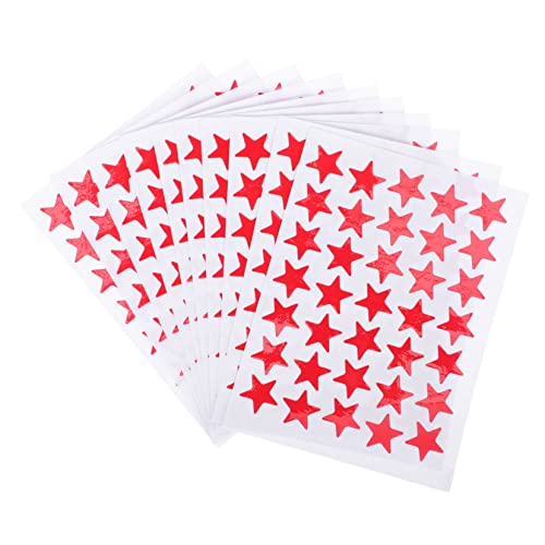 ERINGOGO 10 Bögen Pentagramm Sticker Stern Sticker Zur Belohnung Stern Sticker Für Belohnung Stern Sticker Aufkleber Rot von ERINGOGO