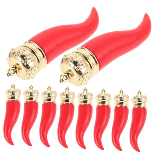 ERINGOGO 10 STK. Chili-Pfeffer-Charme Künstlicher Pfeffer Lebensmittel-anhänger Pfeffer-hängedekoration Gemüse-anhänger Lebensmittelschmuck Pflanzlicher Charme Pfefferanhänger Plastik Rot von ERINGOGO
