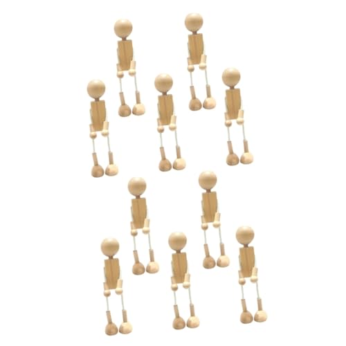 ERINGOGO 10 Stk Dekorativer Puppenkörper Menschenfiguren Aus Holz Steckpuppen Unfertiger Roboter -spielzeug Aus Holz Spielzeuge Holzpuppe Niedlich Weißer Embryo Hölzern Kleinkind von ERINGOGO