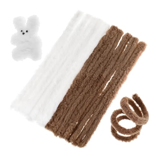 ERINGOGO 10 Stück Drehstab Aus Kaninchenfell Farbige Pfeifenreiniger Chenille-stiele Pfeifenreiniger Handwerk Halloween-handwerk Brauner Pfeifenreiniger Fuzzy Craft Stiele Plüsch von ERINGOGO