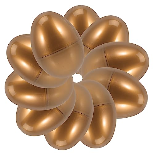 ERINGOGO 10 Stück Ei Dekoration Eierkartons Spielzeugeier befüllbar Boxen mit Deckel fillable easter eggs easter egg decoration NEIN leere ostereier aus plastik dekorative ostereier Golden von ERINGOGO