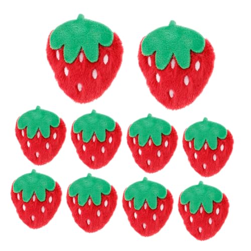 ERINGOGO 10 Stück Erdbeer-brosche Dekoration Bestickt Kleidung Nähen Sticken Bunt Applikationen Stifte Stickerei Flecken Rucksack Künstliche Künstliche Erdbeere Für Stickig Plüsch Rot von ERINGOGO