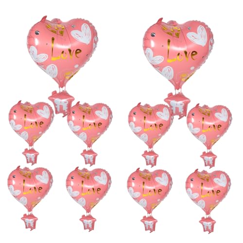 ERINGOGO 10 Stück Heißluftballon Dekoration valentinstag luftballons kindergeburtstag deko Herzballon valentinstag dekorationen luftballons Alles zum Geburtstag Ballon Aluminiumfolie von ERINGOGO