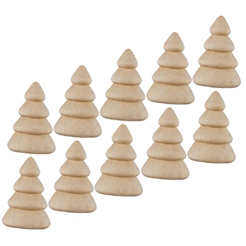 ERINGOGO 10 Stück Holzbaumschmuck Weihnachten Bausätze Weihnachtsbaum Mini Miniatur grüne Stängel Mini-Baum-Bastelarbeiten Kleine Bäume Modellbäume Mini-Ornament Mini-Bastelbedarf Lotusbaum von ERINGOGO