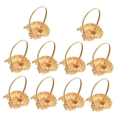 ERINGOGO 10 Stück Kleiner Handgewebter Bambuskorb Teiliges für Blumen DIY Projekte Hochzeiten und Partys Aufbewahrungslösung Natürliche und Dekoration für Zuhause und Garten von ERINGOGO