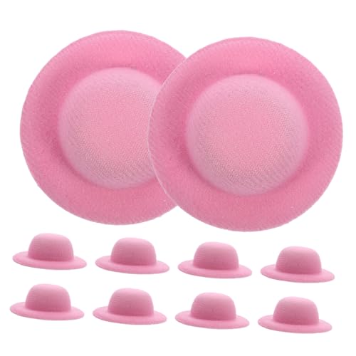 ERINGOGO 10 Stück Kleines Strohhutspielzeug winzig Mini-Hüte Mini- Minihut zum Basteln Puppenhüte Puppenimitation Miniatur -Strickhut Mini-Imitationshüte Mini-Zauberhut Eva Rosa von ERINGOGO