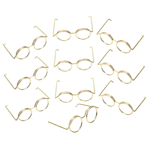 ERINGOGO 10 Stück Metallbrille Meine Lebenspuppe Brille Für Puppe Brillendekorationen Haustierbrillen Kostümzubehör Für Minipuppen Brille Zum Anziehen Der Puppe Miniatur Golden von ERINGOGO