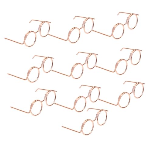 ERINGOGO 10 Stück Mini-Brille für Puppe Halloween Gläser modische Brille tun so, als ob sie eine Brille hätten winzige Brille Bastelbrille Brille Accessoire Metall Roségold von ERINGOGO