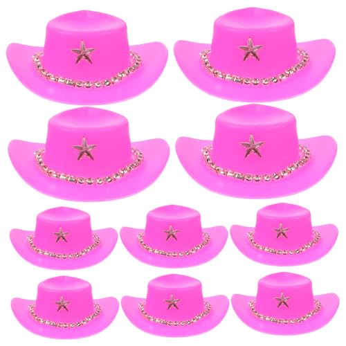 ERINGOGO 10 Stück Mini-Cowboyhut Mini-Cowboyhüte für Partys Gefühlt Cowgirl-Hut Kuhmädchenhüte doll Accessories Puppenhut kleine Hüte austauschbare Mini-Hüte zarte Hüte Plastik von ERINGOGO