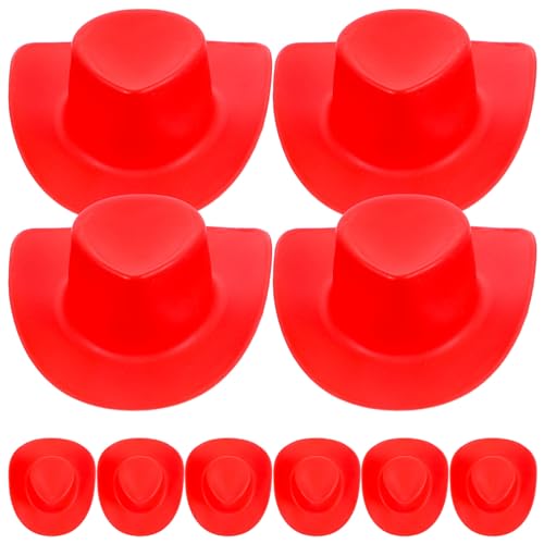 ERINGOGO 10 Stück Mini-Western-Cowboyhut cowboyhut Puppenhut Cowboyhut für Puppen roter Hut Mini-Craft-Hüte westliche Hüte austauschbare Puppenhüte Mini-Hüte für Puppenhäuser Plastik von ERINGOGO