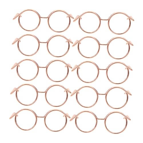 ERINGOGO 10 Stück Puppenzubehör Puppen ferngläser Mini-Brillen Puppen Accessoires Puppen-Outfit DIY-Puppenbrille dekorative Glasdekore Puppengläser zum Basteln Metall von ERINGOGO