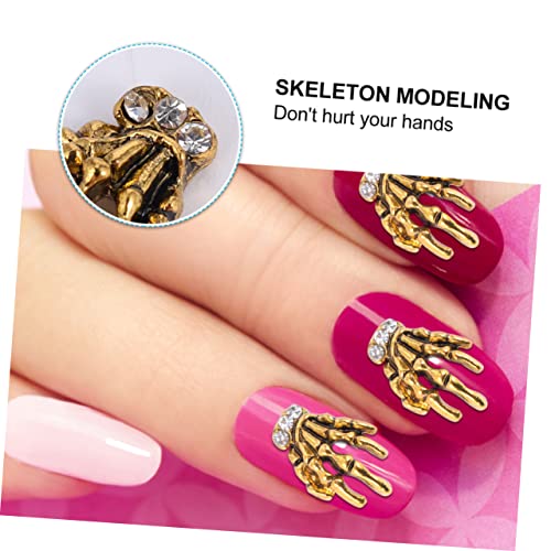 ERINGOGO 10 Stück Teiliges Alloy Skeleton Hand Nagelkunst Diy Maniküre Dekoration Nagelsticker für Kreative Nail Art Geeignet für Profi und Heimgebrauch Trendige Accessoires für Party und von ERINGOGO