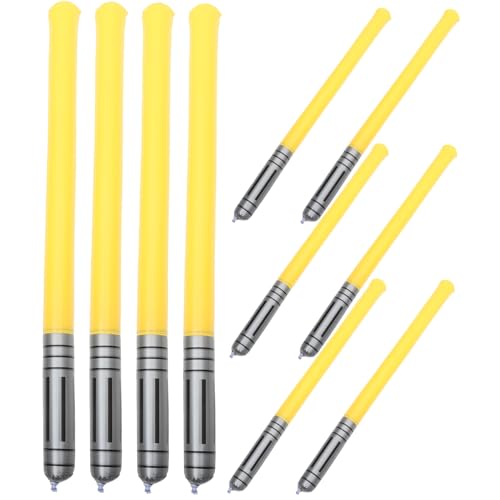 ERINGOGO 10 Stück Teiliges Aufblasbares Lichtschwert PVC Gelb Leuchtende Schwerter Kindergeburtstag Partyspielzeug Cosplay Requisiten für Halloween Dekoration von ERINGOGO
