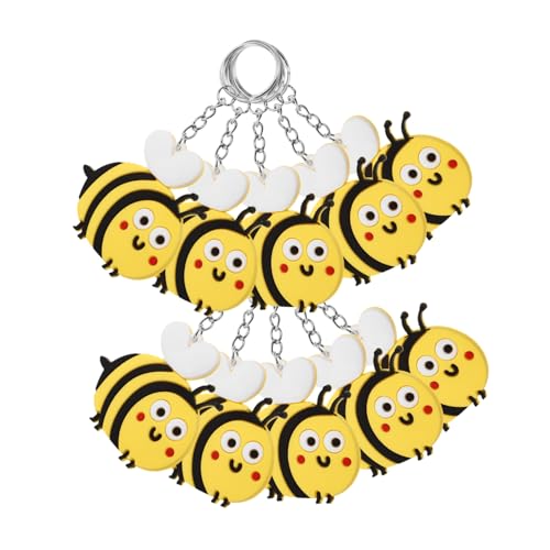 ERINGOGO 10 Stück Teiliges Cartoon Bienen Schlüsselanhänger Niedliche Biene Schlüsselring Anhänger Gelb Dekorativ Für Taschen Auto Schlüsseln Partygeschenke Geschenkideen ERINGOGO 10 Stück Teiliges Cartoon Bienen Schlüsselanhänger Niedliche Biene Schlüsselring Anhänger Gelb Dekorativ Für Taschen Auto Schlüsseln Partygeschenke Geschenkideen von ERINGOGO