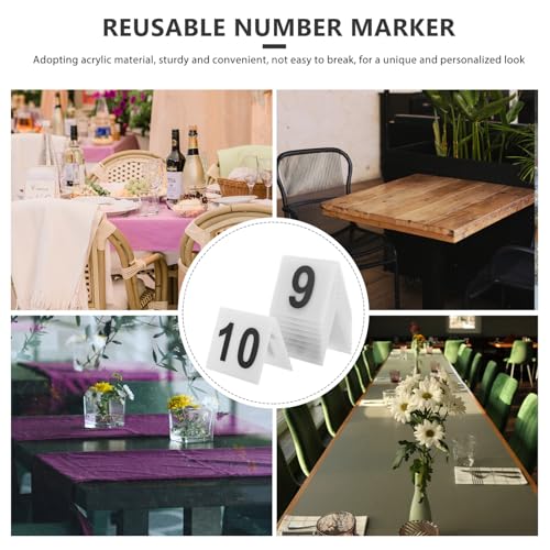 ERINGOGO 10 Stück Teiliges Doppelseitiger Acryl Tischnummern Marker Restaurant Tischnummernschilder Kompakte Wiederverwendbare Nummerntafeln mit Klarer Schwarzer Beschriftung für Hochzeit von ERINGOGO