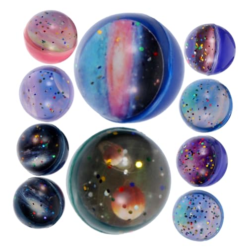 ERINGOGO 10 Stück Teiliges Elastische Kleine Runde Sprungbälle mit Sternenmotiv Stressabbauendes für Tragbare Bouncy Balls für Geburtstagsfeiern und Freizeitspaß von ERINGOGO
