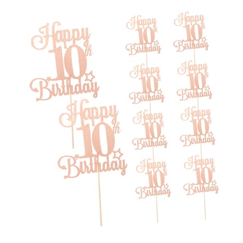 ERINGOGO 10 Stück Teiliges Happy Geburtstag Cupcake Toppers Glitzernde Zahlen für Kuchen Partydekoration Rosa Leicht Einfach Anzubringen für Jahre Jubiläum und Geburtstagsfeier von ERINGOGO