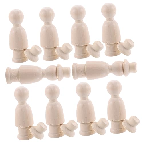 ERINGOGO 10 Stück Teiliges Holzfiguren mit Unvollendete Diy Holzpuppen für Kreative Bastelprojekte für Erwachsene zur Individuellen Gestaltung von ERINGOGO