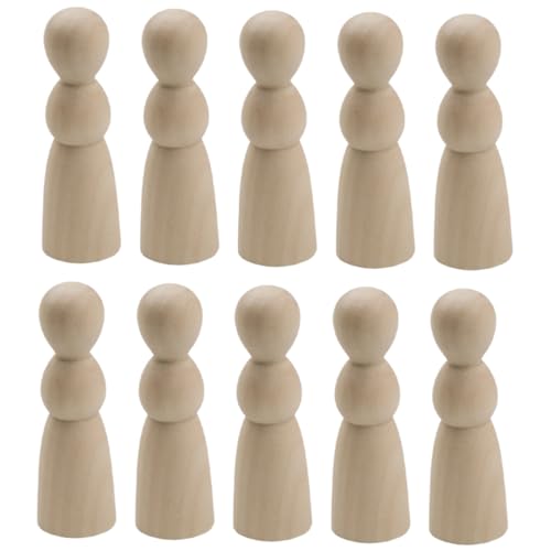 ERINGOGO 10 Stück Unbemalte Holz Puppen Diy Dekorative Holzfiguren zum Unvollendete Holz Peg Dolls für Bastelprojekte und Kreative Gestaltung für Kindergeburtstag und Heimdekoration von ERINGOGO