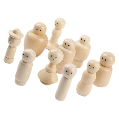 ERINGOGO 10 Stück Unbemalte Holzpuppen Teiliges für Diy Bastelprojekte Kreative Malerei und Dekoration für Eltern Aktivitäten Natürliche Holzfiguren zum Gestalten und Personalisieren von ERINGOGO
