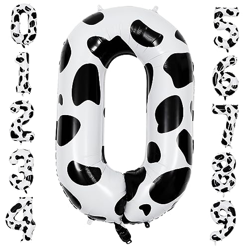 ERINGOGO 10 Stück Zahlenballons Mit Kuh Aufdruck Partyballons Mit Pumpe Großer Geburtstagsballon Geburtstagsparty Ballon Kuh Mottoparty Dekorationen Ballon Für Geburtstagsparty von ERINGOGO
