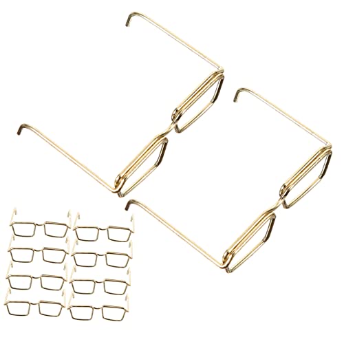 ERINGOGO 10 Teiliges Mini Brillenrahmen für Puppen Goldfarbene Metallrahmen ohne Gläser Dekorative Puppen Brille zum Ankleiden Langlebig und Leicht Puppenzubehör für Spiel und von ERINGOGO