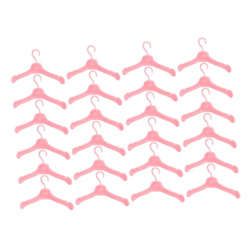 ERINGOGO 100 Stück Mini-Spielzeugzubehör zum Aufhängen von Kleidung zarte kleine Kleiderbügel Miniaturbügel Kleiner Puppenkleiderbügel Kleiderständer für Puppen Plastik Rosa von ERINGOGO