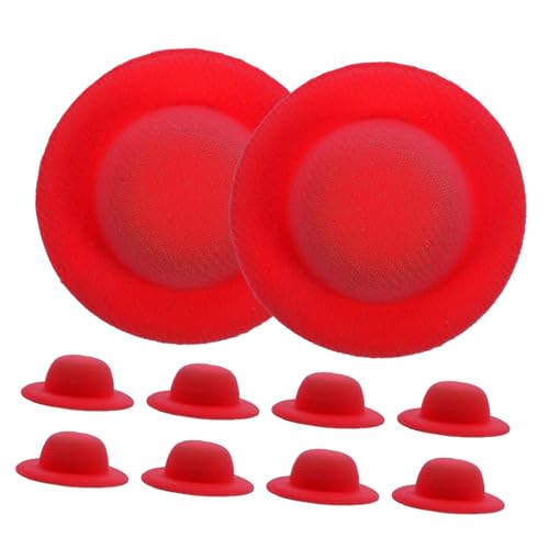 ERINGOGO 10stücke Miniatur Hüte Für Puppen Rote Mini Strohhüte Für Bastelprojekte Puppendekoration Und Spielzeug Gartenaccessoires von ERINGOGO