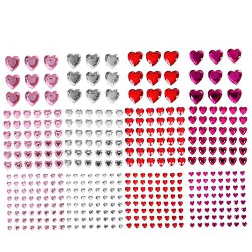 ERINGOGO 12 Blatt Herzförmige Acryl Strass Sticker Glitzernde Schmucksteine zum Aufkleben für Nägel Gesicht und DIY Deko als Geburtstagsdeko und für Freundin Mutter und Bastelfans von ERINGOGO
