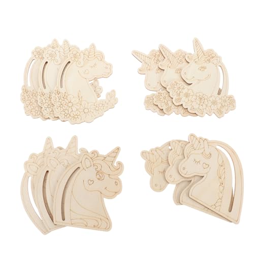 ERINGOGO 12 Stück Bemalte Holzspäne Einhorn Tiere Holztafel Zum Basteln Blanke Holztafel Zum Aufhängen Unlackierte Holztafel Holzschnitzerei Blanke Unlackierte Holzanhänger von ERINGOGO
