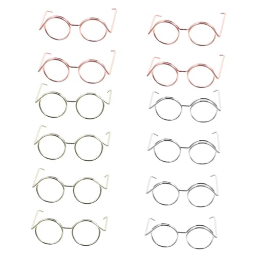 ERINGOGO 12 Stück Brille Spielzeugzubehör Deko-Puppe kleine Puppe Mini-Sonnenbrille Puppenbrille Puppe mini entzückende Mini-Brille winzige Brille Fotokabine Requisiten Brillen Kupferkabel von ERINGOGO