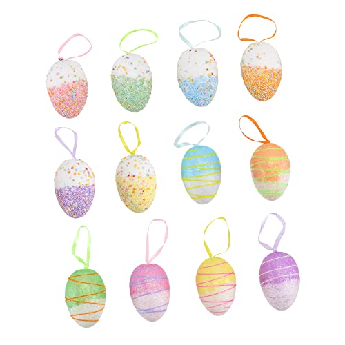 ERINGOGO 12 Stück Künstliche Eier Ornamente Party Hänge Osterdekor Basteln Osterdekorationen Künstliche Eier Vorgefüllte Ostereier Form Ornamente Für Eier Dekoration Bunter von ERINGOGO