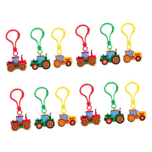 ERINGOGO 12 Stück Landwirtschaftliches Fahrzeugzubehör Farm Party Gunst Klassenzimmerpreis Miniatur -traktor -schlüsselbund Schlüsselanhänger Zum Thema Bau Goody Bag Prize Schulpreis Pvc von ERINGOGO