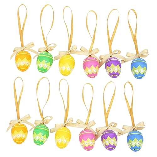 ERINGOGO 12 Stück Osterei-Anhänger Dekoration hängend Kaninchen drinnen Party Jungs osterei selber machen osterei anhänger selber machen ostern DIY buntes ei Plastik Zufällige Farbe von ERINGOGO