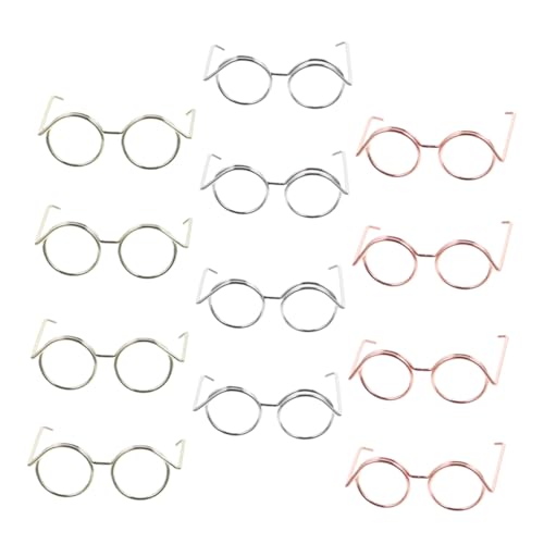 ERINGOGO 12er-Pack Miniatur-puppenbrillen Mini-Brillen Zum Anziehen Von Puppen Linsenlose Puppenbrillen Puppen-anzieh-Requisiten Modisches Puppenkleidungszubehör von ERINGOGO