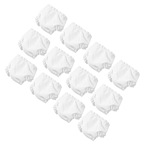 ERINGOGO 12 Stück Puppenkleidung puppenwindeln cutermesserser Puppenmode laufstall Puppen Kleidung Höschen für Puppen Babypuppe Babys Puppenhauszubehör Dolly Windeln Stoff Weiß von ERINGOGO