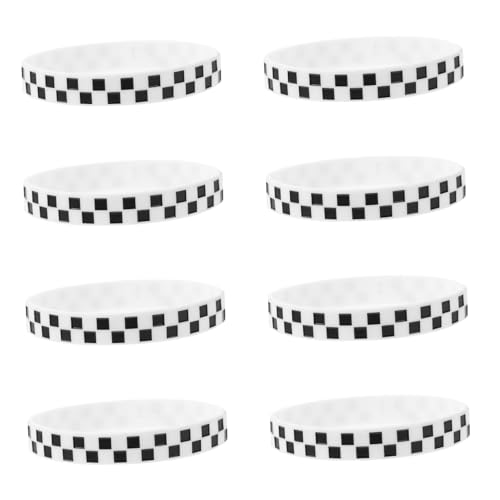 ERINGOGO 12 Stück Silikon Armbänder im Schachbrettmuster Racing Thema Sportarmbänder für Fans Dekorative Handgelenkband für Party Events Reihiges Design von ERINGOGO