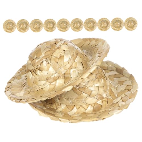 ERINGOGO 12 Stück Teiliges Handgewebte Mini Strohhüte für Bastelprojekte Leichte Atmungsaktive Puppenhüte mit Cowboy Sombrero Design Langlebig und Vielseitig für DIY Dekorationen und von ERINGOGO