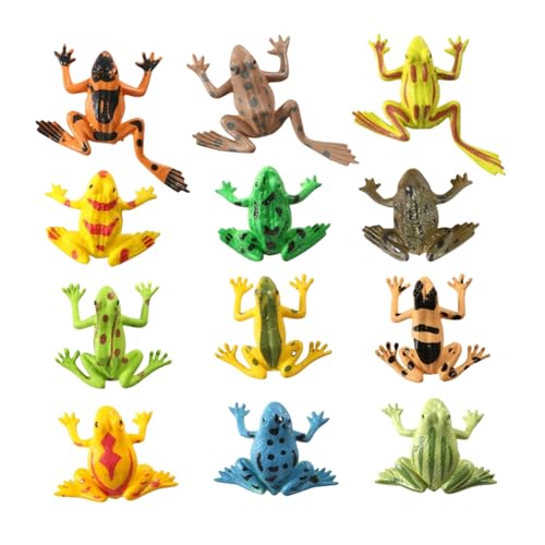 ERINGOGO 12 Stück Teiliges Miniatur Frosch Figuren Lebensechte Kleine Frosch Modelle aus Kunststoff Dekorative Landschaftsdeko und Kinderspielzeug als Mitgebsel für Jungen und Mädchen von ERINGOGO