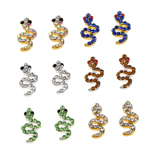 ERINGOGO 12 Stück Teiliges Schlangendesign Nagelschmuck Strasssteine DIY Nailart Manicure Decor Metallverzierung für Fingernägel Nageldekorationen Nailart Zubehör von ERINGOGO