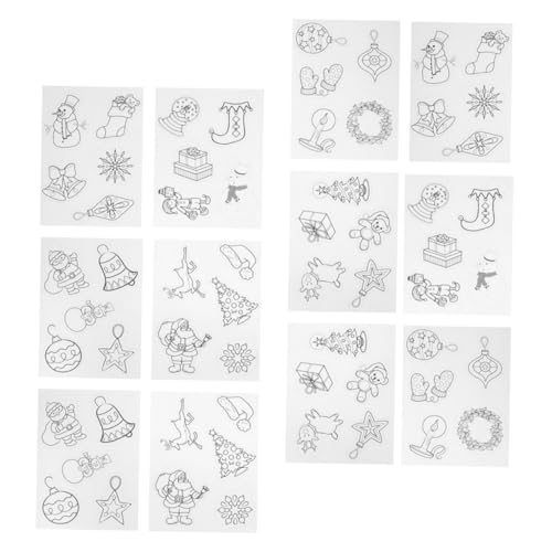 ERINGOGO 12 Stück Teiliges Weihnachts-schrumpffolien mit Motiven Hitzeaktivierbar Einfach im Ofen zu Verarbeiten für DIY-basteln und Eltern Kreative Handwerksprojekte zu Weihnachten von ERINGOGO