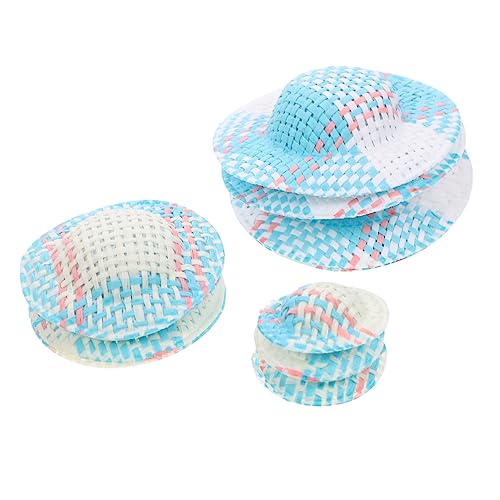 ERINGOGO 12 Stück gestreiftes Hutzubehör Puppen Kleidung Puppen Klamotten Puppenkleidung Hut Gestreifter Mini-Hut Spielzeuge schirmmützen Miniatur gestreifter Hut Mini-Hut- Papier Blue von ERINGOGO