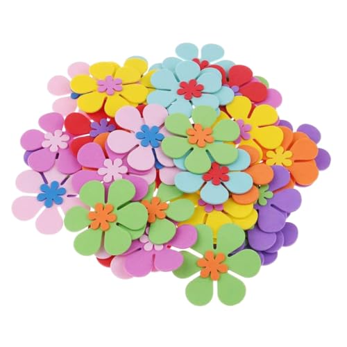 ERINGOGO 120 Stück DIY Schaumstoff Blumen Dekoration Bunte Bastelblumen Ornamente für Kindergarten Schule und Kreative Handarbeiten Langlebige Glatte Oberfläche für DIY von ERINGOGO