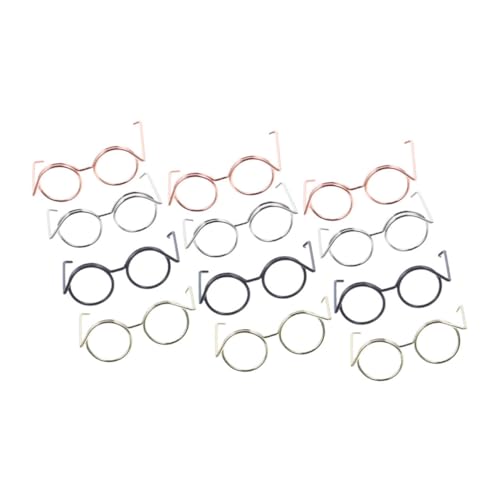 ERINGOGO 12St Mini-Brille Haustier Brille Lesebrille für Puppen Schwarze Babypuppe Sonnenbrille Puppenbrille schwarz Puppengläser zur Dekoration Metall Zubehör Rahmen Brille Brillengestelle von ERINGOGO