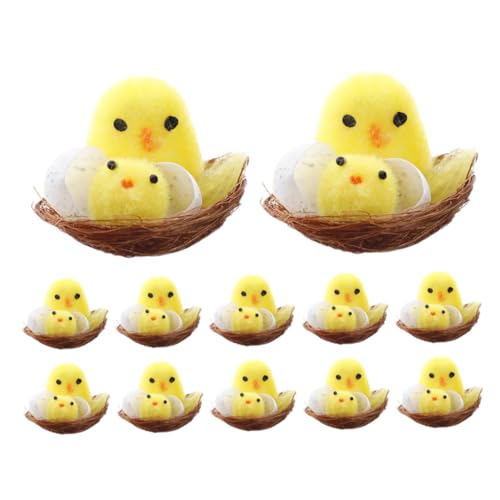 ERINGOGO Ostern Mini Huhn Dekore Mini Küken Statuen Ostern Küken Spielzeug Nest Enthalten von ERINGOGO