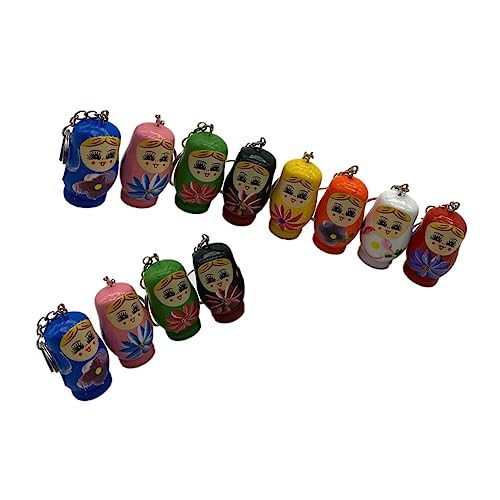ERINGOGO 12Stücke Hölzerner Puppenanhänger Teiliges Malerei Schlüsselanhänger Dekorative Hängende Holzfiguren Für Taschen Autos Und Weihnachten Zufällige Designs von ERINGOGO