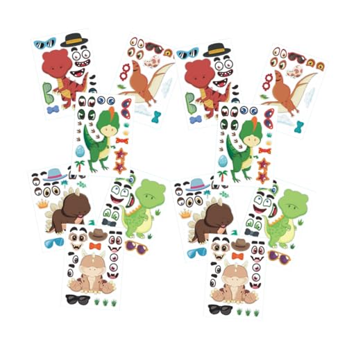 ERINGOGO 12blätter Dinosaurier Aufkleber Bögen Wiederverwendbare Cartoon Sticker Für Mädchen Kreative Dinosaurier Dekoration Für Partys Und Spielspaß Für Kleinkinder von ERINGOGO