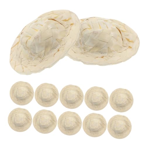 ERINGOGO 12stücke Mini Strohhüte Handgewebte Puppenhüte Für Bastelprojekte Für Puppendekoration Und Kreative Accessoires von ERINGOGO
