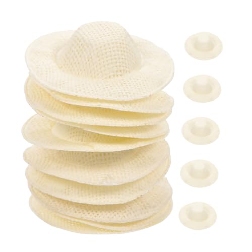 ERINGOGO 15 Stück Mini -strohhutspielzeug Winzig Mini-strohhüte Zum Basteln Puppenkappe Party Kleine Puppenhüte Kunsthandwerk Kleines Hutornament Hüte Miniatur Gewebtes Hutdekor Stoff von ERINGOGO
